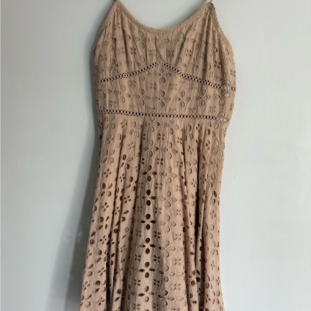 VENUS Strapless Beige Eyelet Dress